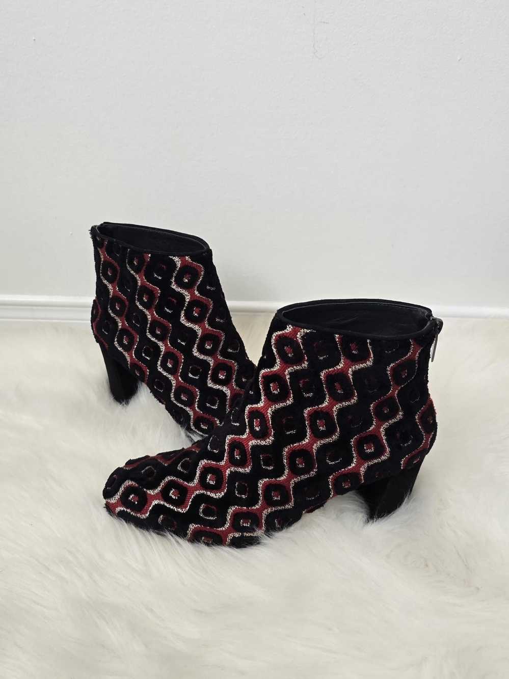 Stuart Weitzman Bacari Tapestry Velvet Ankle Boots